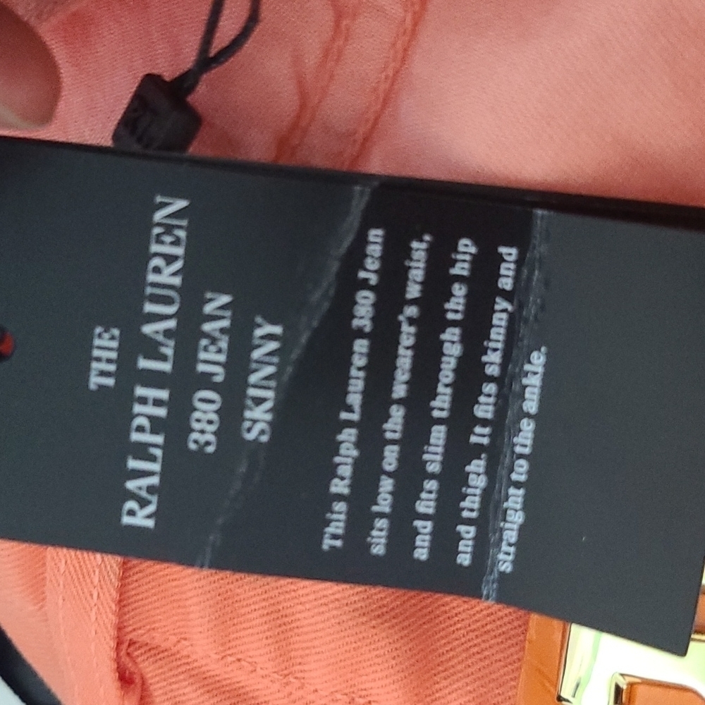 NWT Ralph Lauren Black Label 380 Sunset Orange Skinny Sz‎ 29 - Picture 5 of 8